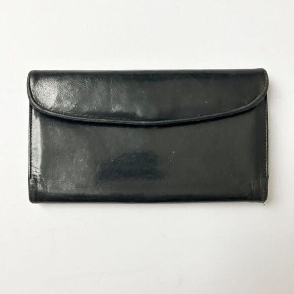 Vintage Coach Checkbook Wallet Black Soft Leather Trifold - Picture 1 of 7